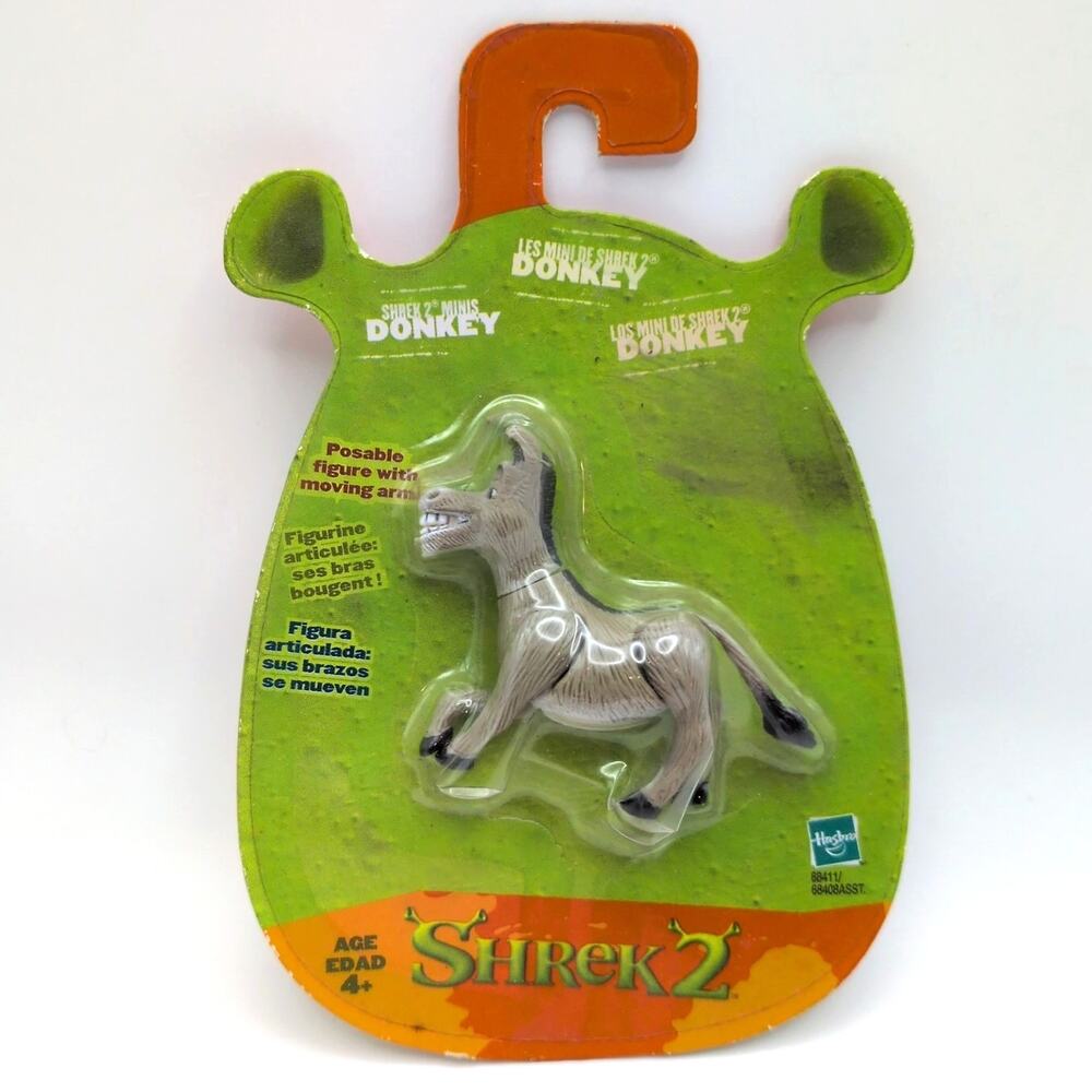 NWT Vintage 2004 Shrek 2 Mini Donkey Posable 3in Action Figure Hasbro Dreamworks